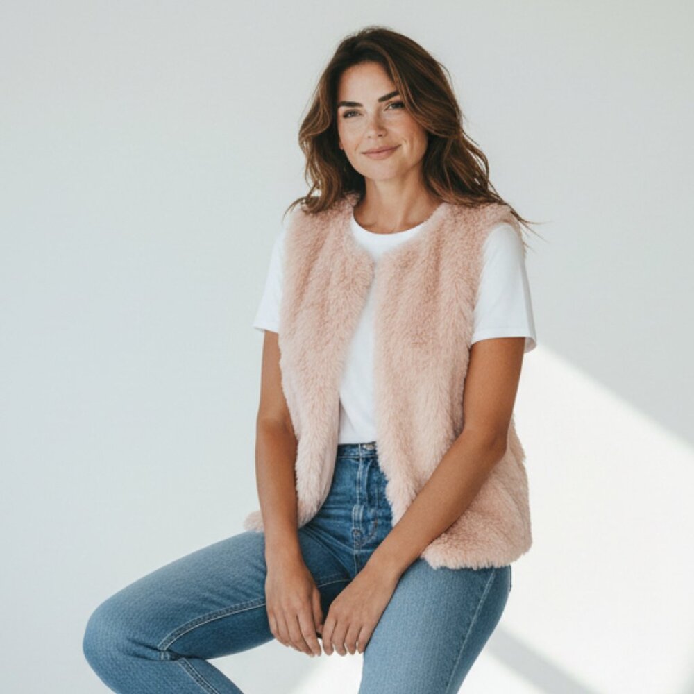 Old Navy  girl's Pink Faux Fur Vest